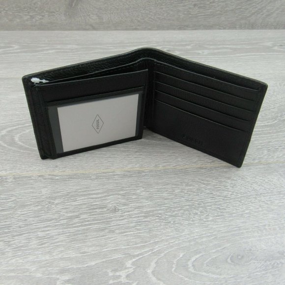 Fossil Lufkin Traveler Leather Mens Black Wallet - Picture 5 of 12